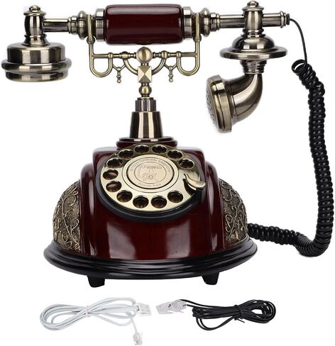 Dilwe Retro Antique Phone, Vintage Telephone European Landline Old Fashion Wired Fixed Telephone for Home Office Cafe Bar Decoration in Saudi Arabia