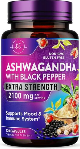 Ashwagandha Supplements - 2,100 mg Extra Strength - Pure Ashwagandha Powder Antioxidant Support with Black Pepper plus Root Extract Vegan Adaptogen Formula for Energy and Immune Support - 120 Capsules in Saudi Arabia