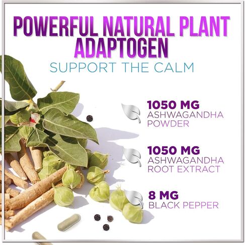 Ashwagandha Supplements - 2,100 mg Extra Strength - Pure Ashwagandha Powder Antioxidant Support with Black Pepper plus Root Extract Vegan Adaptogen Formula for Energy and Immune Support - 120 Capsules in Saudi Arabia