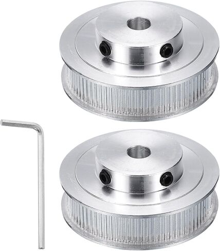 uxcell 2pcs GT-2 Pulley Synchronous Wheel 80 Teeth 8mm Bore, Fit with 10mm Width Belt, Aluminum Alloy Timing Pulley Wheel with a Wrench for 3D Printer, CNC Machine in Saudi Arabia