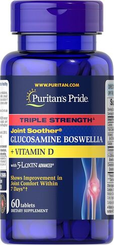 Puritan's Pride مهدئ المفاصل ذو القوة الثلاثية® الجلوكوزامين Boswellia + فيتامين د، أبيض in Kuwait