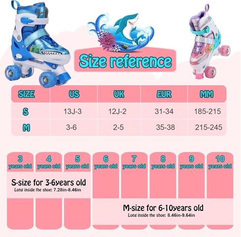 Ocean Series Shark Roller Skates,4 Size Adjustable Indoor Outdoor Sports Light up Roller Skates for Beginner Girls Boys and Kids Roller Skates in Saudi Arabia