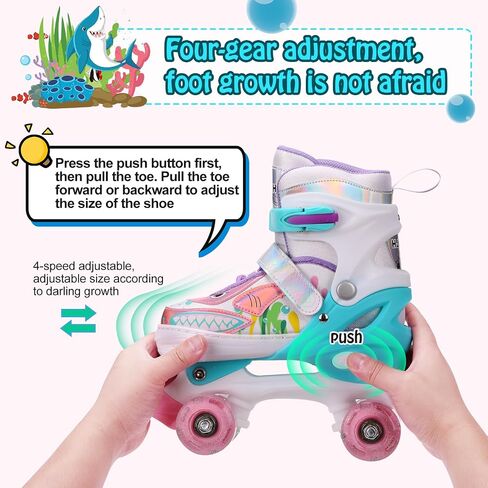 Ocean Series Shark Roller Skates,4 Size Adjustable Indoor Outdoor Sports Light up Roller Skates for Beginner Girls Boys and Kids Roller Skates in Saudi Arabia
