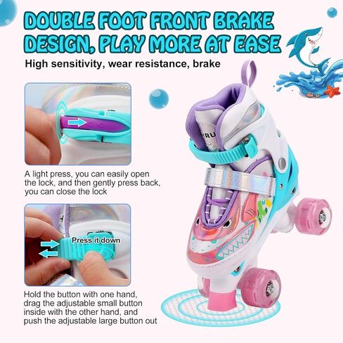 Ocean Series Shark Roller Skates,4 Size Adjustable Indoor Outdoor Sports Light up Roller Skates for Beginner Girls Boys and Kids Roller Skates in Saudi Arabia