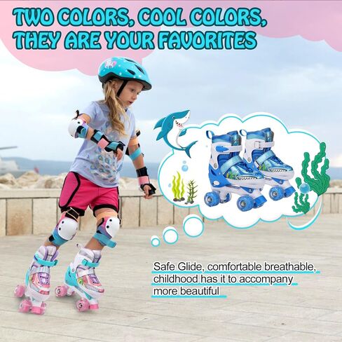 Ocean Series Shark Roller Skates,4 Size Adjustable Indoor Outdoor Sports Light up Roller Skates for Beginner Girls Boys and Kids Roller Skates in Saudi Arabia