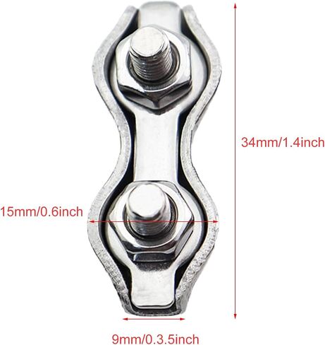 4PCS Silver 304 Stainless Steel Wire Rope Double Clevis M6 Plate Fastening Clevis Double Bolt Rope Clevis Aircraft Fastener for Ship Fitting Cranes Mining Transport in Saudi Arabia