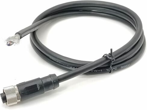 M12 Cable A-Code Single Female Head Straight Connector Aviation Socket Electrical Cable (3 Pin 2M/6.6ft Cable) in Kuwait