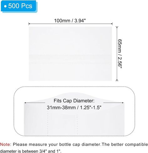 PATIKIL 65x100mm PVC Perforated Shrink Bands, 500Pcs 0.05 mm/2 Mil Thickened Heat Shrink Seal Wrap Fit for 1.25"-1.5" Cap Diameter Essential Oil Bottles Jars Cans Tin, Clear in Saudi Arabia
