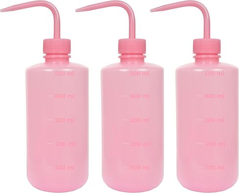 3 Pcs Tattoo Wash Bottle, Wash Bottles, Narrow Mouth Squeeze Bottle, Safety Rinse Bottle Watering Tools, for Lab, Tattoo, hair, pet, Plant Irrigation Bottle (Pink, 500ml) in Saudi Arabia