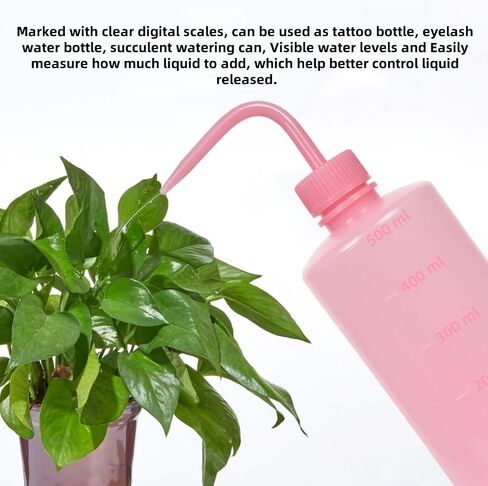 3 Pcs Tattoo Wash Bottle, Wash Bottles, Narrow Mouth Squeeze Bottle, Safety Rinse Bottle Watering Tools, for Lab, Tattoo, hair, pet, Plant Irrigation Bottle (Pink, 500ml) in Saudi Arabia