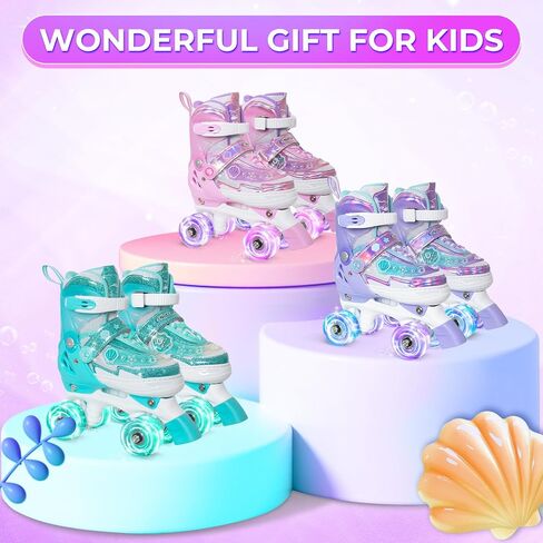 Nattork Girls Roller Skates للأطفال، زلاجات دوارة قابلة للتعديل للأولاد، زلاجات دوارة باللون الأرجواني الوردي للأطفال الصغار، زلاجات دوارة مضيئة وممتعة للفتيات المبتدئات in Saudi Arabia