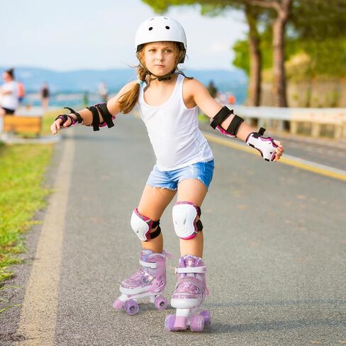 Nattork Girls Roller Skates للأطفال، زلاجات دوارة قابلة للتعديل للأولاد، زلاجات دوارة باللون الأرجواني الوردي للأطفال الصغار، زلاجات دوارة مضيئة وممتعة للفتيات المبتدئات in Saudi Arabia