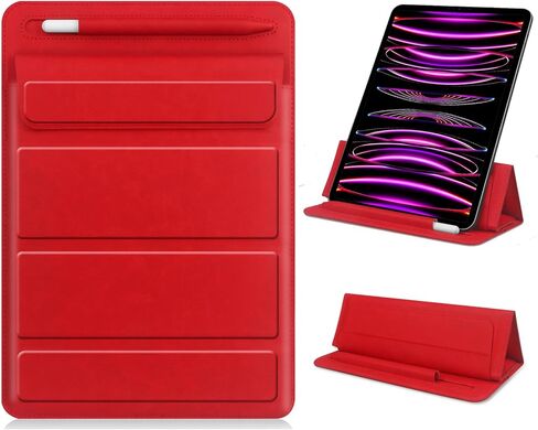 حافظة للكمبيوتر اللوحي مقاس 8-11 بوصة مع حامل أقلام، حافظة عالمية نحيفة خفيفة الوزن من البولي يوريثان مع حامل قابل للطي لجهاز iPad الجيل العاشر 2022، iPad Pro 11، iPad mini6، Galaxy Tab S9/A9 Plus/A8 إلخ أسود in Kuwait