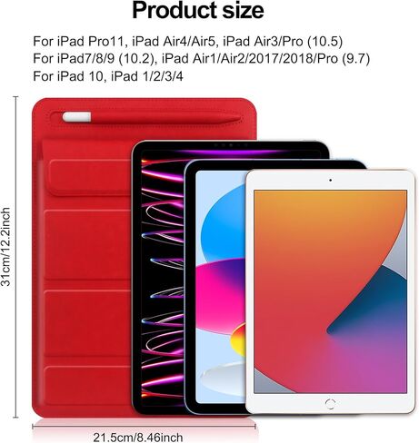 حافظة للكمبيوتر اللوحي مقاس 8-11 بوصة مع حامل أقلام، حافظة عالمية نحيفة خفيفة الوزن من البولي يوريثان مع حامل قابل للطي لجهاز iPad الجيل العاشر 2022، iPad Pro 11، iPad mini6، Galaxy Tab S9/A9 Plus/A8 إلخ أسود in Kuwait