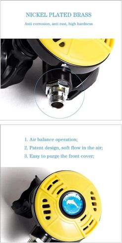Diving Regulator with 75cm Hose - Secondary Diving Breathing Apparatus, Seawater-Resistant, Rust-Proof Design, Food-Grade Safe Materials, Easy to Clean, Black in Saudi Arabia