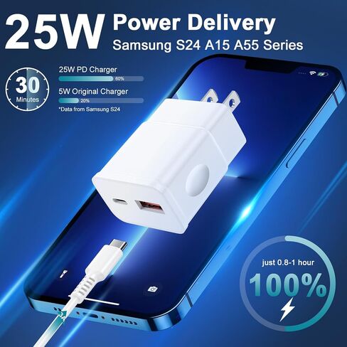 شاحن Motorola شاحن Android سريع لموتورولا Edge Razr Edge 50 Ultra Pro X50، Moto G 2024 G Stylus 5G G Power G Play G Pure 2023 One 5G Ace، 25W 2 Port Type C Phone Charging Block 6FT USBC Cable in Saudi Arabia