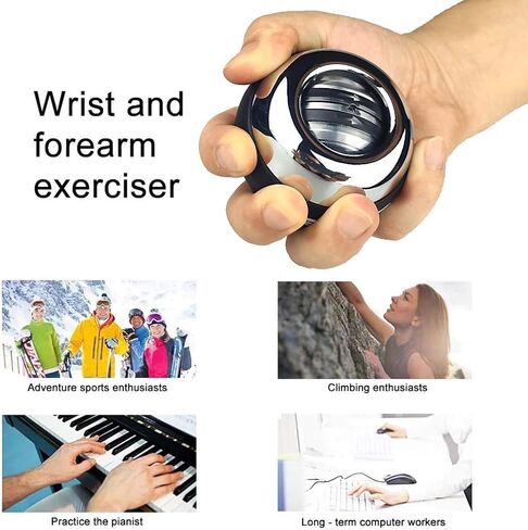 Metal Auto-Start Gyro Ball, Hand Strengthener Wrist Exerciser Wrist Trainer Ball with LED Light in Saudi Arabia