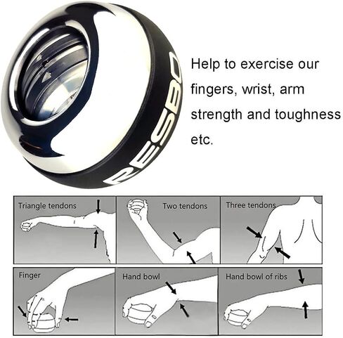 Metal Auto-Start Gyro Ball, Hand Strengthener Wrist Exerciser Wrist Trainer Ball with LED Light in Saudi Arabia