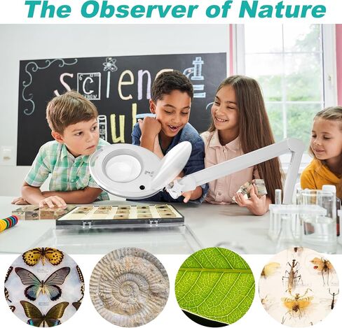 Large 10X Magnifying Glass with Light, 4.75 in Real Glass Stand Lighted Magnifier with Clamp, 2 in 1 Desk Lamp with 36 Color and Brightness Modes, Hands Free for Close Work, Crafts, Hobbies in Saudi Arabia