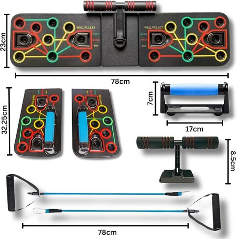 Push Up Board with Sit up Stand. Multifunctional Push Up Board with Resistance Bands, portable exercise equipment, Strength Training Equipment, Push Up Handles for Perfect Pushups, Home Fitness for Men in Saudi Arabia