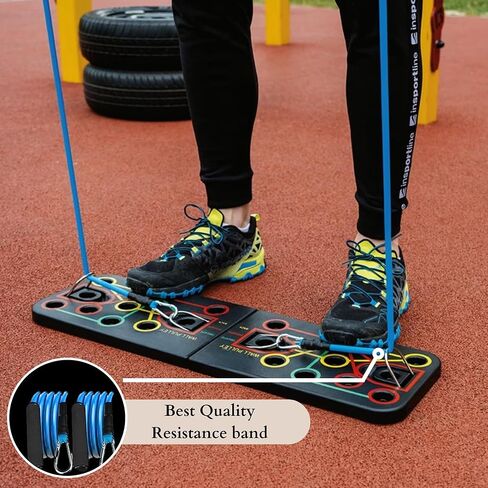 Push Up Board with Sit up Stand. Multifunctional Push Up Board with Resistance Bands, portable exercise equipment, Strength Training Equipment, Push Up Handles for Perfect Pushups, Home Fitness for Men in Saudi Arabia