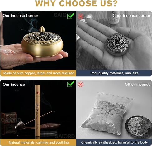GAIORD 29 Pcs Brass Powder Incense Burner Kit, Incense Making Kit, Incense Powder with Incense Stick Holder(Stick/Cone/Coil Incense) Ash Catcher Tray As Gift for Yoga and Meditation (Glod) in Saudi Arabia