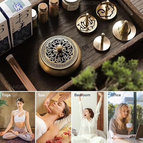 GAIORD 29 Pcs Brass Powder Incense Burner Kit, Incense Making Kit, Incense Powder with Incense Stick Holder(Stick/Cone/Coil Incense) Ash Catcher Tray As Gift for Yoga and Meditation (Glod) in Saudi Arabia