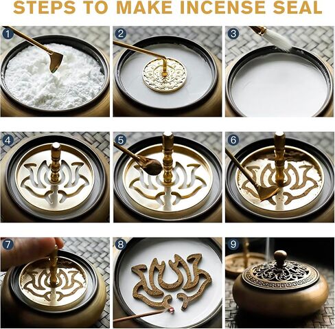GAIORD 29 Pcs Brass Powder Incense Burner Kit, Incense Making Kit, Incense Powder with Incense Stick Holder(Stick/Cone/Coil Incense) Ash Catcher Tray As Gift for Yoga and Meditation (Glod) in Saudi Arabia