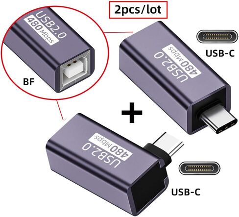xiwai USB 2.0 B Type Female to Type-A & Type-B Male Adapter, 2 Pack Extension Connector for Printer Scanner Disk in Kuwait