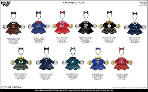 NFL Dallas Cowboys Officially Licensed Cheer Dog Costume by MODERN HERO Includes Dress with Faux Stuffed arms and Tinsel pom-poms and Satin Bow Headband (Small) in Saudi Arabia