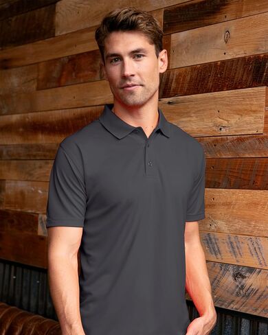 Vantage Apparel Men's Dark Gray Collegiate Premium Moisture Wicking Icon Polo in Saudi Arabia