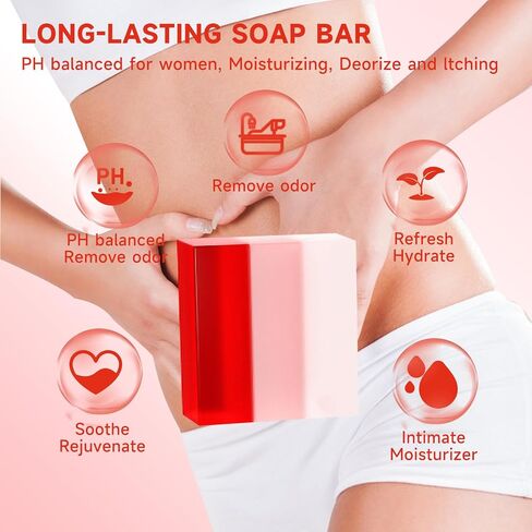 3 PCS Yoni Soap Bar, Organic Yoni Bar Soap Yoni Wash Feminine Wash for Women Ph Balance, Natural Deodorant Vaginal Body Bath Soap Body Wash Strawberry Handmade feminine soap in Saudi Arabia
