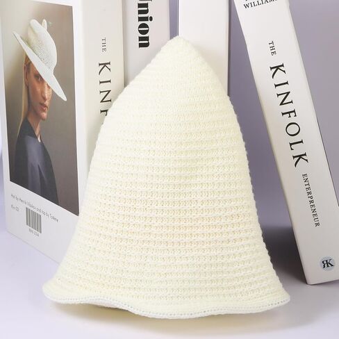 JAZTAKU Women Mesh Woven Bucket Hat, Crochet Bucket Hat for Women Beach Hat, Trendy Sun Hat Packable Foldable in Saudi Arabia