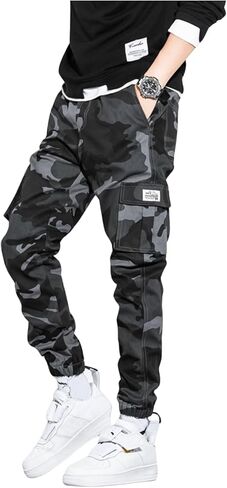 OYOANGLE Men's Camo Print Flap Pocket Cargo Pants Streetwear Outdoor Jogger Pants in Kuwait