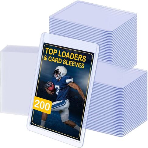 200 Card Sleeves Top Loads for Cards, Toploads for Cards, Baseball Card Sleeves Hard Plastic, 3" x 4" Baseball Card Protectors, Trading Card Sleeves Card Holder (100 Hard Sleeves + 100 Clear Sleeves) in Saudi Arabia