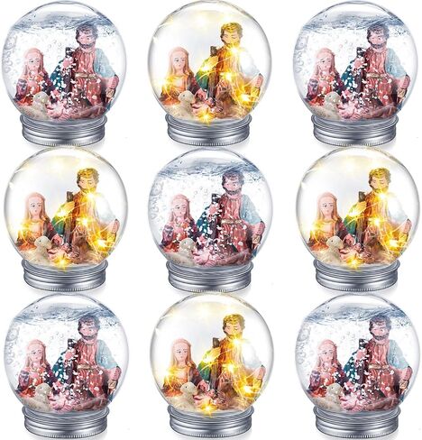 Liliful 9 Pack 4'' Christmas Nativity LED Plastic Snow Globe Nativity Scene Kit Including DIY Snow Globe with Screw Off Cap Mini Small Nativity Snow Globe Resin and Lights for DIY Craft Decoration in Saudi Arabia