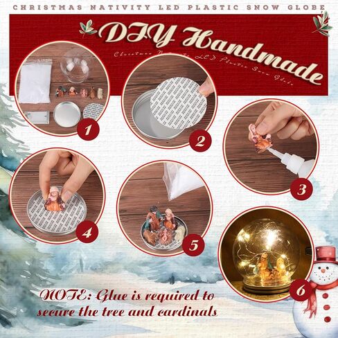 Liliful 9 Pack 4'' Christmas Nativity LED Plastic Snow Globe Nativity Scene Kit Including DIY Snow Globe with Screw Off Cap Mini Small Nativity Snow Globe Resin and Lights for DIY Craft Decoration in Saudi Arabia