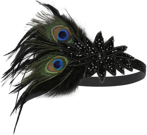 إكسسوارات 1920s عصابة رأس فلابر آرت ديكو رورينج 20 قطعة للرأس للنساء زي غاتسبي مشبك شعر أسود in Kuwait