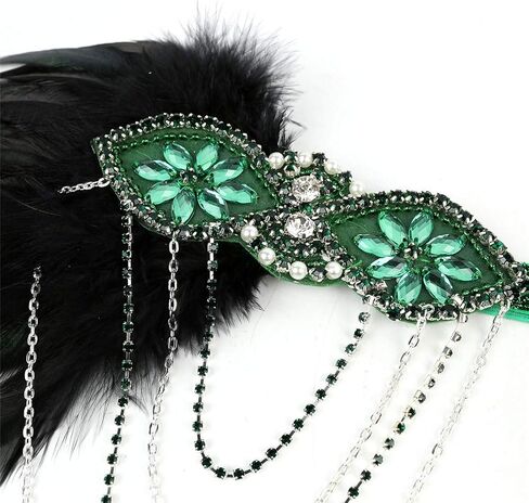 إكسسوارات 1920s عصابة رأس فلابر آرت ديكو رورينج 20 قطعة للرأس للنساء زي غاتسبي مشبك شعر أسود in Kuwait