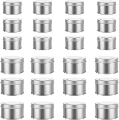 24PCS 4oz & 10oz Metal Round Tin Cans, Empty Round Container Tins with Clear Top Lids, Small Metal Travel Tins for Storing Lip Balm, Candles, Cosmetic (2 Size) in Saudi Arabia
