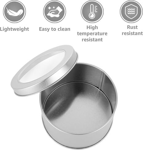 24PCS 4oz & 10oz Metal Round Tin Cans, Empty Round Container Tins with Clear Top Lids, Small Metal Travel Tins for Storing Lip Balm, Candles, Cosmetic (2 Size) in Saudi Arabia