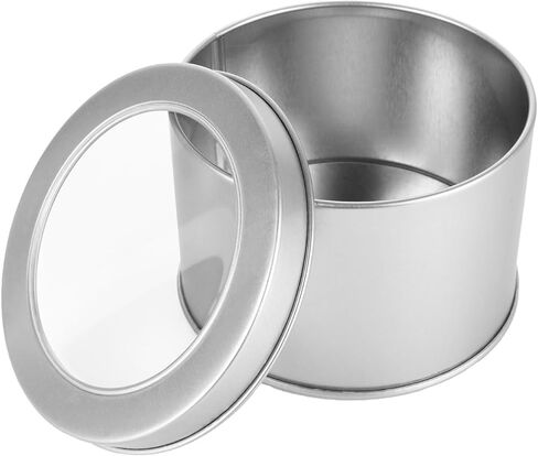 24PCS 4oz & 10oz Metal Round Tin Cans, Empty Round Container Tins with Clear Top Lids, Small Metal Travel Tins for Storing Lip Balm, Candles, Cosmetic (2 Size) in Saudi Arabia