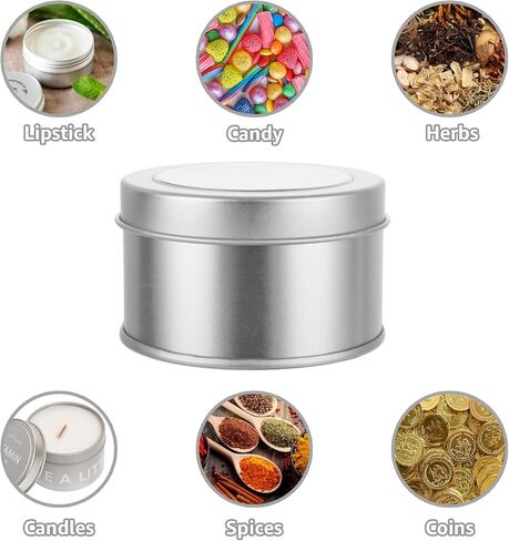 24PCS 4oz & 10oz Metal Round Tin Cans, Empty Round Container Tins with Clear Top Lids, Small Metal Travel Tins for Storing Lip Balm, Candles, Cosmetic (2 Size) in Saudi Arabia