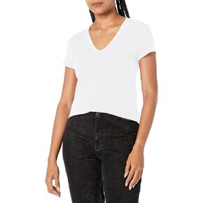 A｜X ARMANI EXCHANGE Women's Pima Slim Fit Cotton Jersey Velvet Logo V Neck Tee in Saudi Arabia