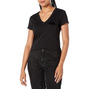 A｜X ARMANI EXCHANGE Women's Pima Slim Fit Cotton Jersey Velvet Logo V Neck Tee in Kuwait
