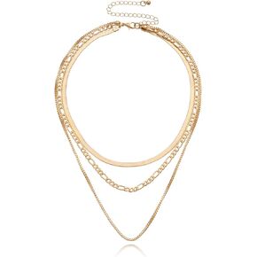 PUBBCIA Gold Layered Necklaces for Women Snake Chain Choker Necklace Gold Plated Y Pendant Necklace Adjustable Jewelry Gift