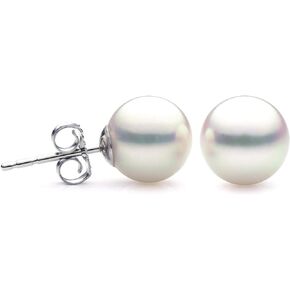 Unique Pearl 14K Gold 6.5-7mm White Freshwater Cultured Pearl Stud Earrings, AAAA Quality