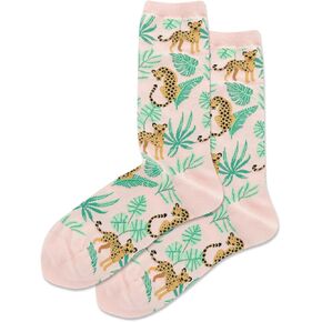 Hotsox Women's Cheetah Crew Socks 1 Pair, Blush, Women's 9-11