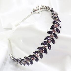 Green Rhinestone Headband Wedding Hair Accessories for Brides Tiaras for Women and Girls Goddess Costume Hair Decoration Party Prom Bridesmaid Gifts(Black)