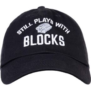 Still Plays with Blocks | Funny Engine Mechanic Car Guy Truck Repair Men Baseball Dad Hat Black
